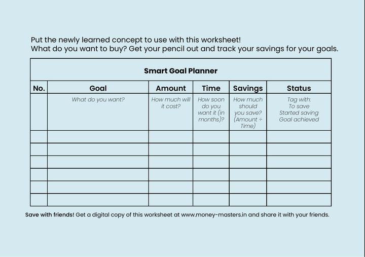 Smart Goal Planner worksheet